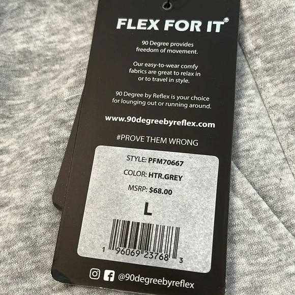 90 Degree Men's Heather Grey Jogger Pants with Gray Drawstring/NWT/L - Picture 6 of 14